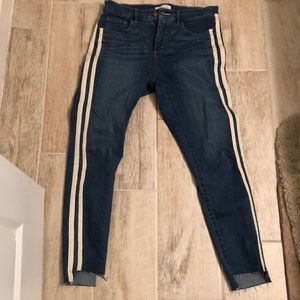 Striped, Raw Hemmed Loft Jeans